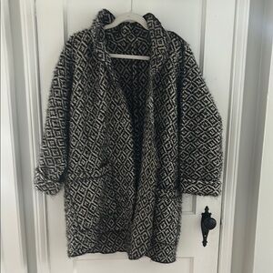 Black and White Women's Wool Coat
